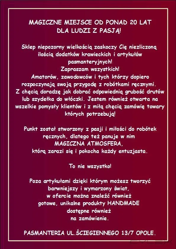 Przedsiębiorstwo 12 wizerunek NOWAK-ZIAJA MARLENA SKLEP PASMANTERYJNY